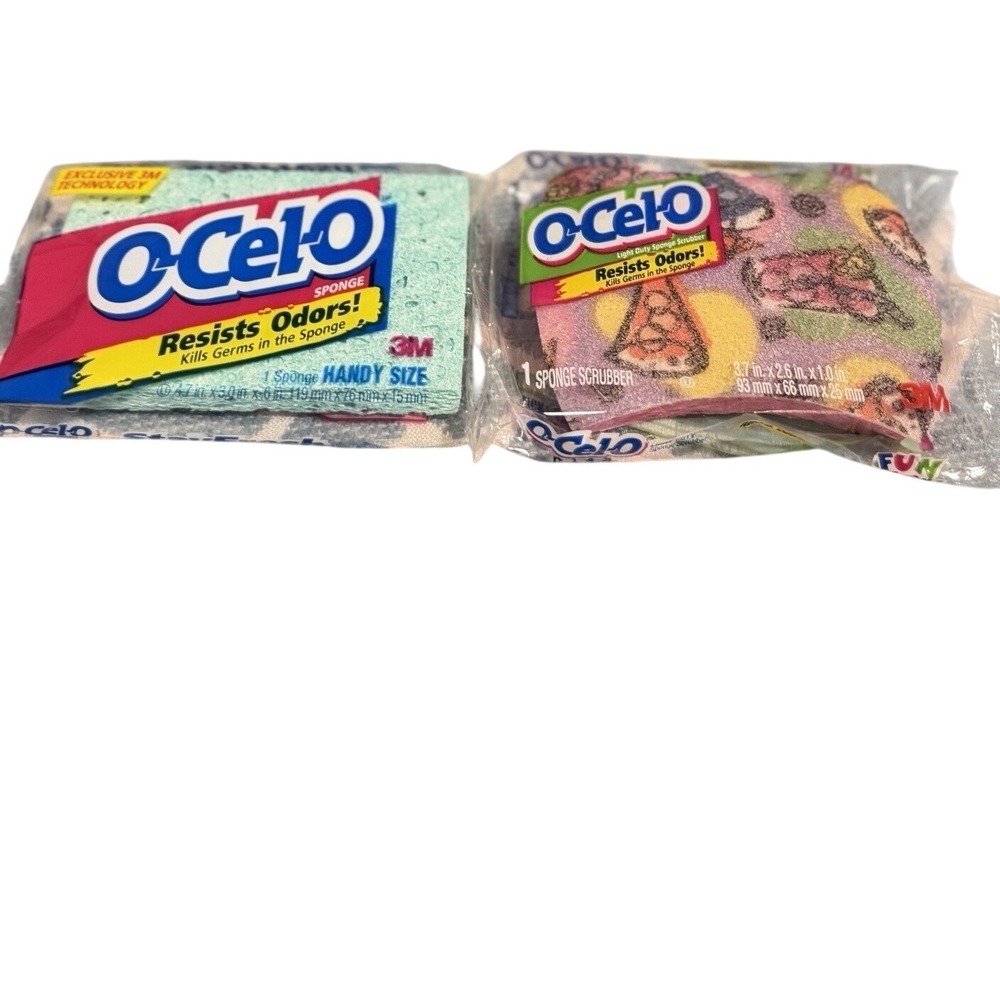 Vintage O-Cel-O 3M Sponges StayFresh Handy Size & Light Duty Scrubber Pizza